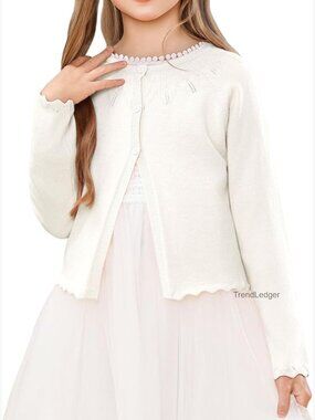 Girls Long Sleeve Cropped Bolero Cardigan Knit Button Shrug 1-10Y